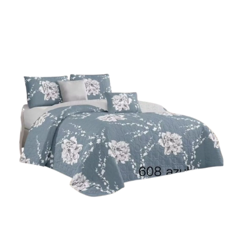 CUBRECAMA QUILT VERANO KING - AZUL ROSAS KFL608 - 2