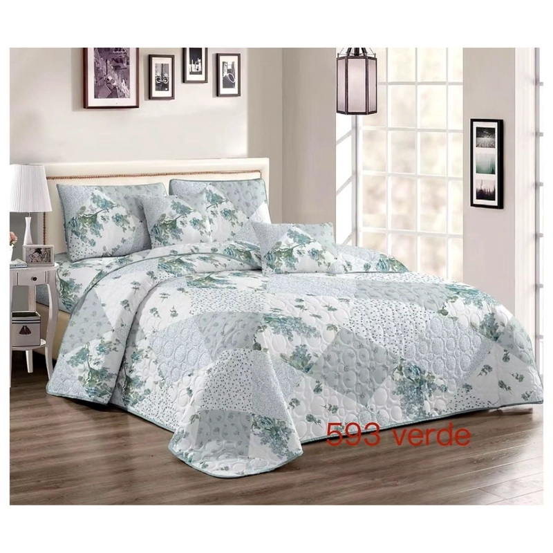 CUBRECAMA QUILT VERANO KING - PATCHWORK VERDE KFL593 - 1