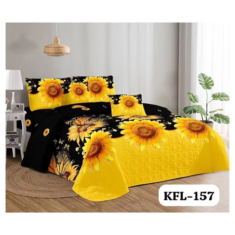 CUBRECAMA QUILT VERANO KING - NEGRO GIRASOLES KFL157 - 2