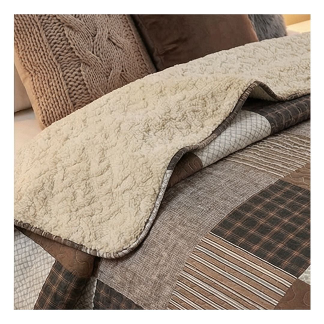 CUBRECAMA SHERPA 1.5 PLAZAS - CAFE  CUADRILLE M969 - 2