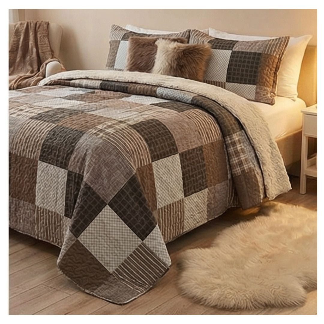 CUBRECAMA SHERPA 1.5 PLAZAS - CAFE  CUADRILLE M969 - 3