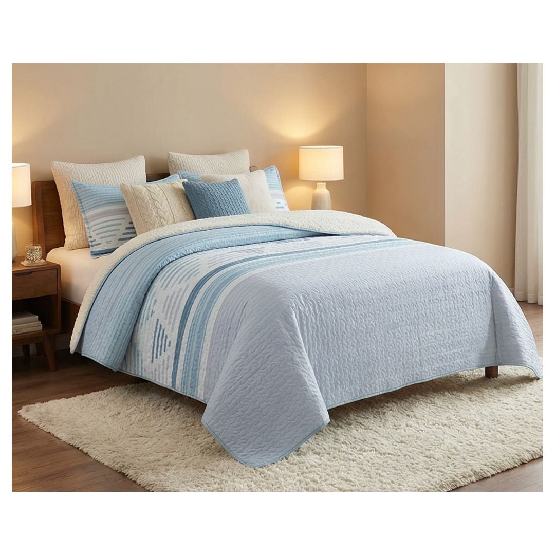 CUBRECAMA SHERPA 1.5 PLAZAS - MULTICOLOR TRIANGULOS M968 - 3