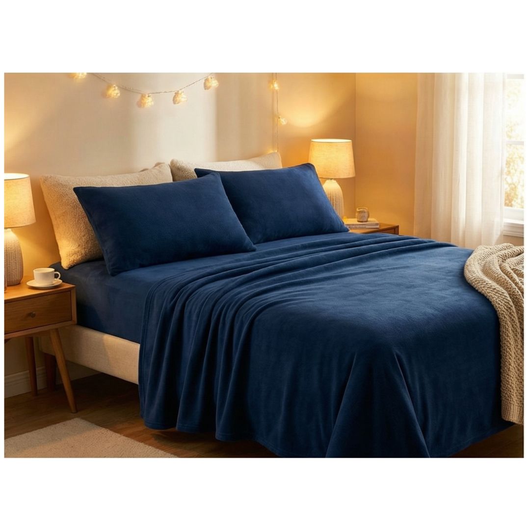JUEGO DE SABANAS POLAR 1.5 PLAZAS - AZUL MARINO - 1