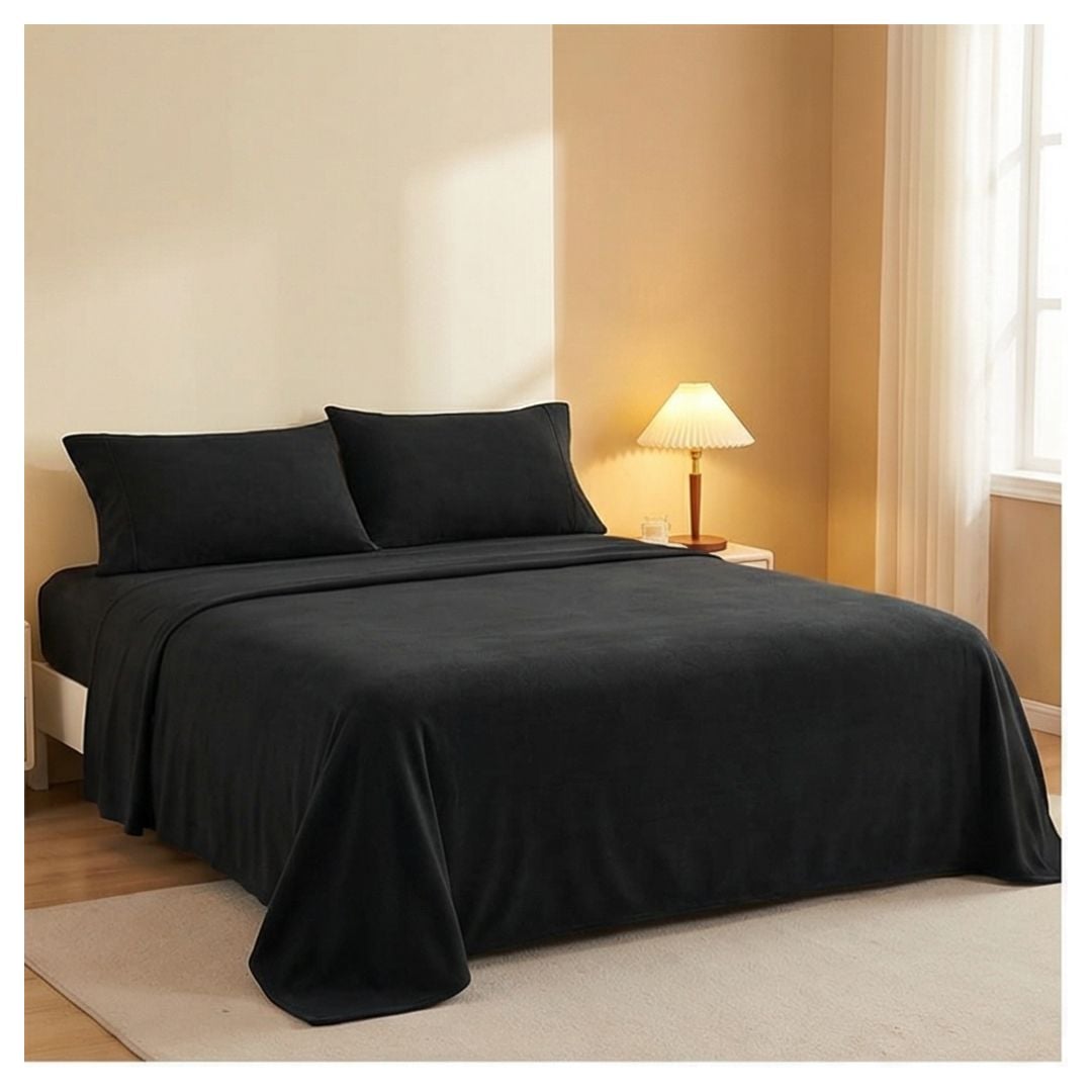 JUEGO DE SABANAS POLAR 1.5 PLAZAS - NEGRO - 1