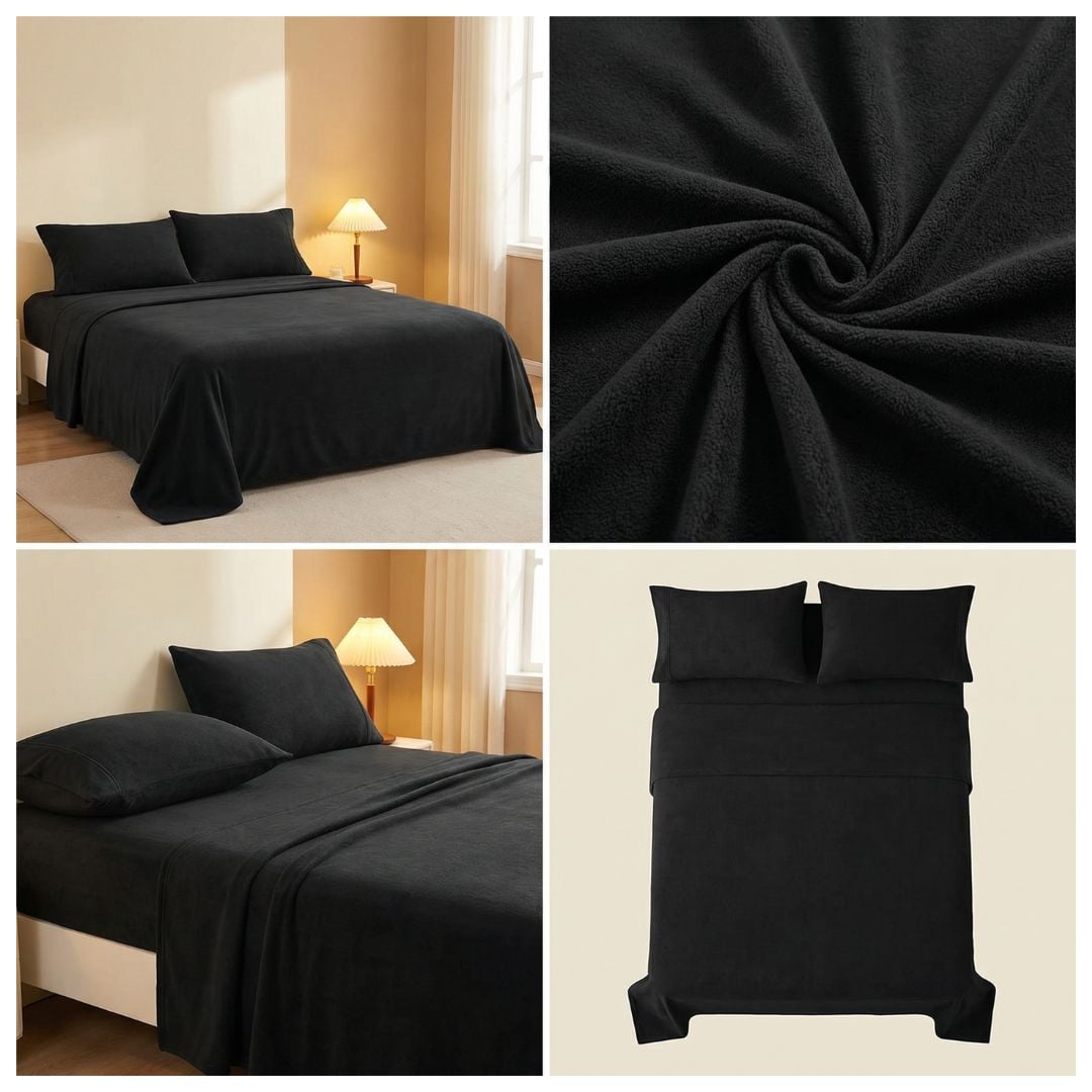 JUEGO DE SABANAS POLAR 1.5 PLAZAS - NEGRO - 4