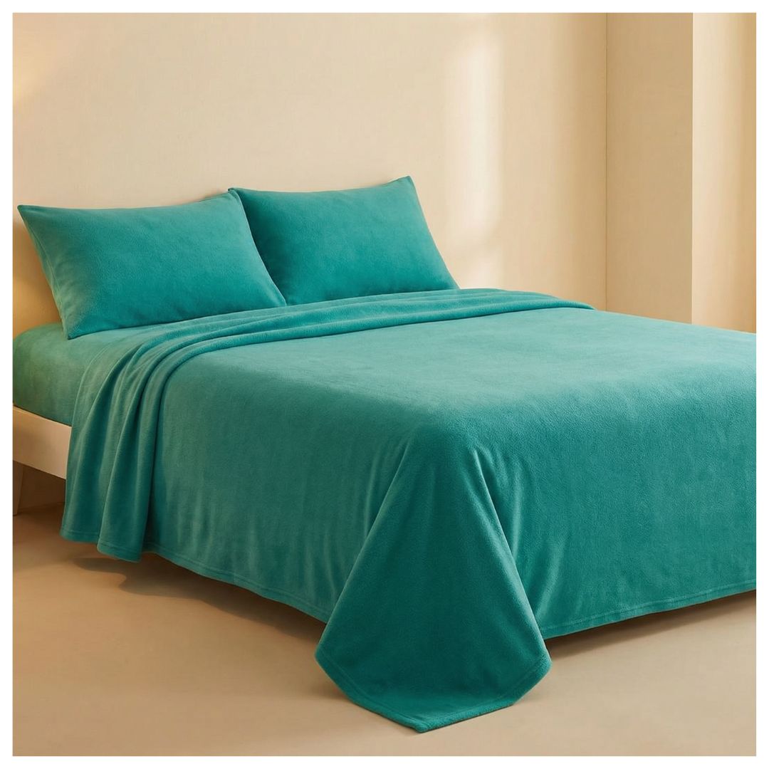 JUEGO DE SABANAS POLAR 1.5 PLAZAS - TURQUESA - 1