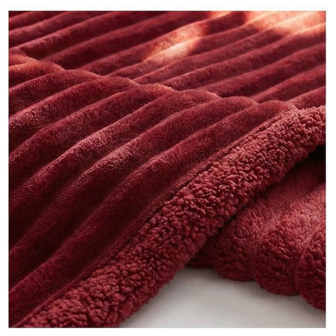 FRAZADA SHERPA RAYAS 2 PLAZAS 200X230 - BURDEO - 2