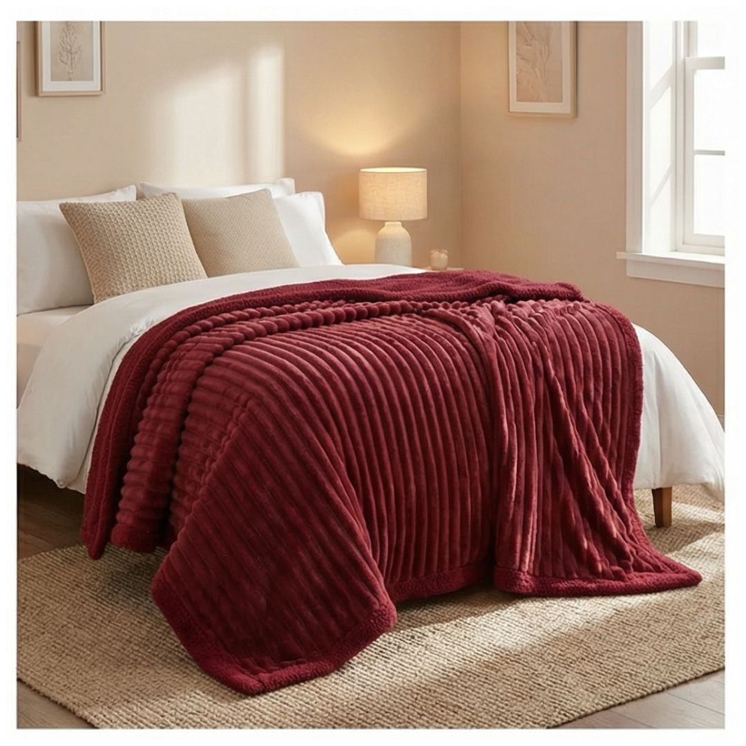 FRAZADA SHERPA RAYAS 2 PLAZAS 200X230 - BURDEO - 3