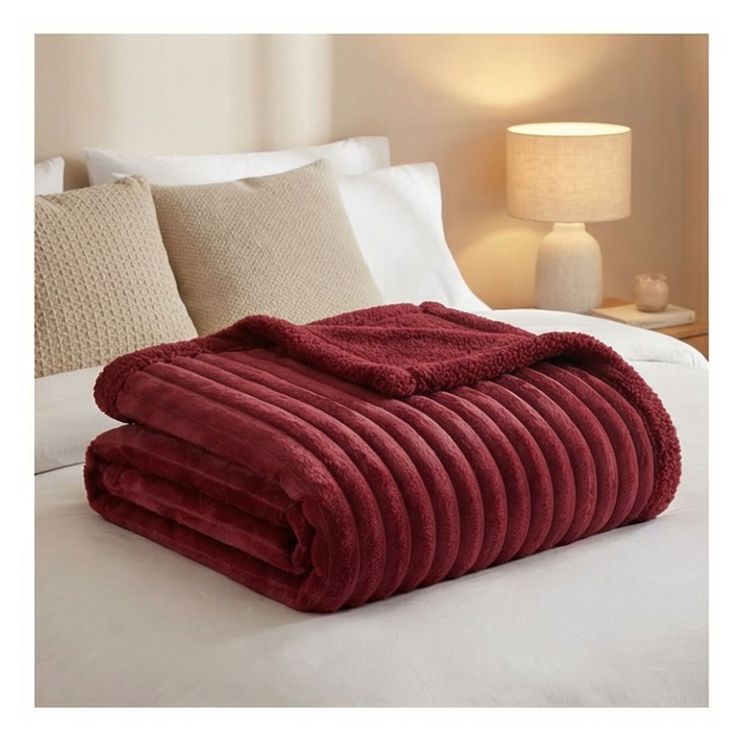 FRAZADA SHERPA RAYAS 2 PLAZAS 200X230 - BURDEO - 4