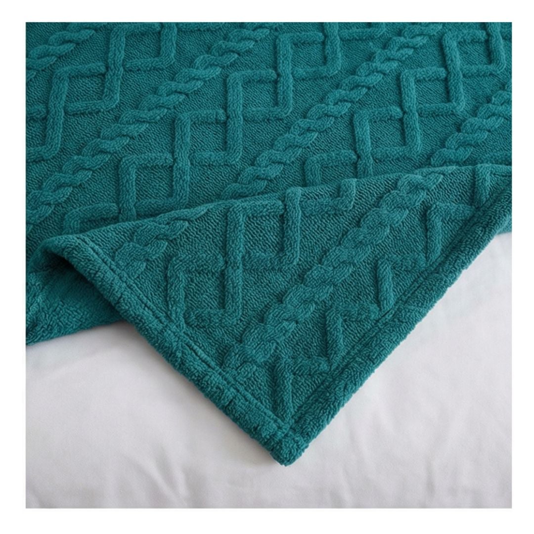 FRAZADA SHERPA TEXTURIZADA 2 PLAZAS - TURQUESA - 3