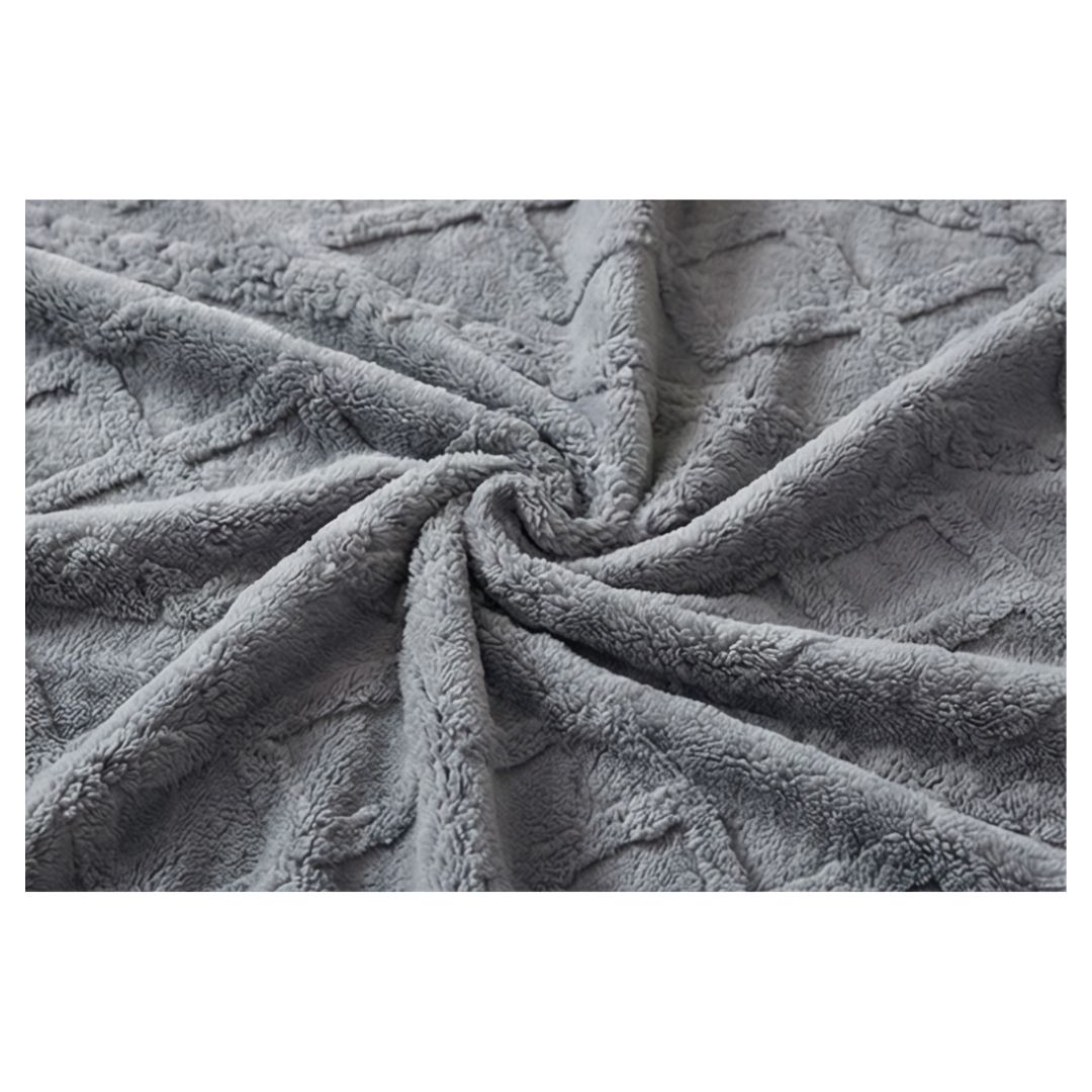 FRAZADA SHERPA TEXTURIZADA 2 PLAZAS 200X230 CM - GRIS - 2