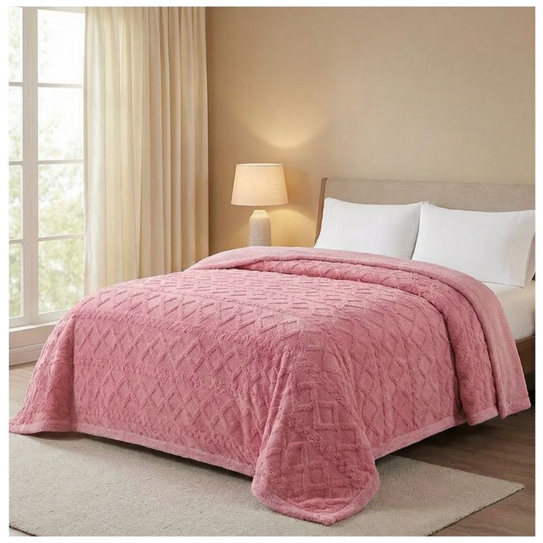 FRAZADA SHERPA TEXTURIZADA 2 PLAZAS 200X230 CM - BURDEO - 1