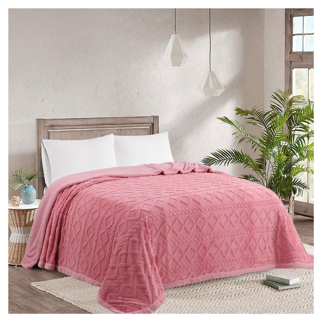 FRAZADA SHERPA TEXTURIZADA 2 PLAZAS 200X230 CM - BURDEO - 5