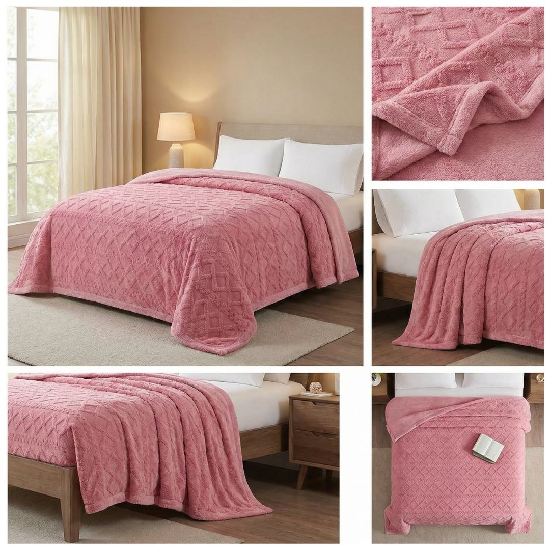 FRAZADA SHERPA TEXTURIZADA 2 PLAZAS 200X230 CM - BURDEO - 6