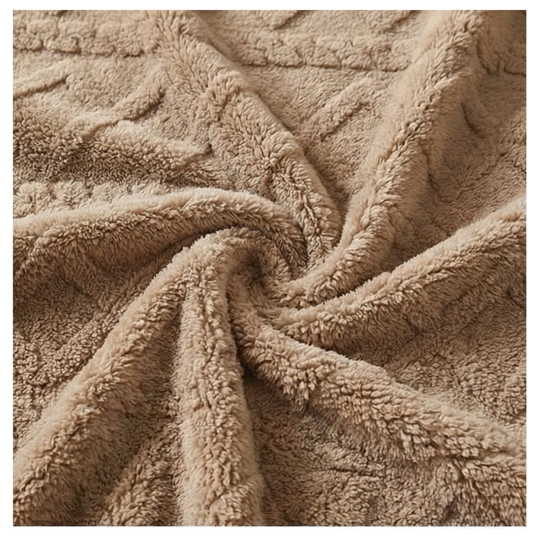 FRAZADA SHERPA TEXTURIZADA 2 PLAZAS 200X230 CM - CAFE - 3