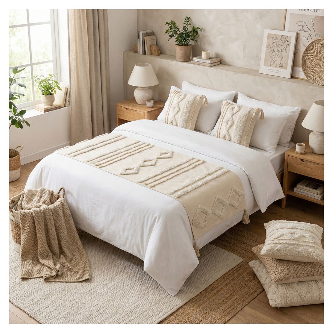 SET DE PIECERA BOHO 2 PLAZAS/KING - LECCE - 1