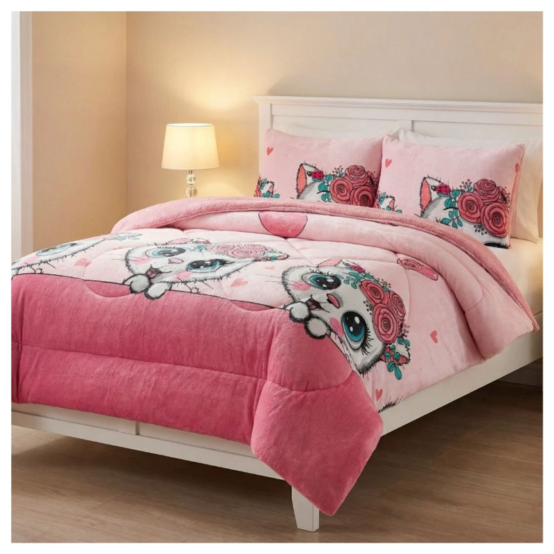 COBERTOR CHIPORRO INVIERNO 1.5 PLAZAS - MIAU ROSE  TFYH62 - 1