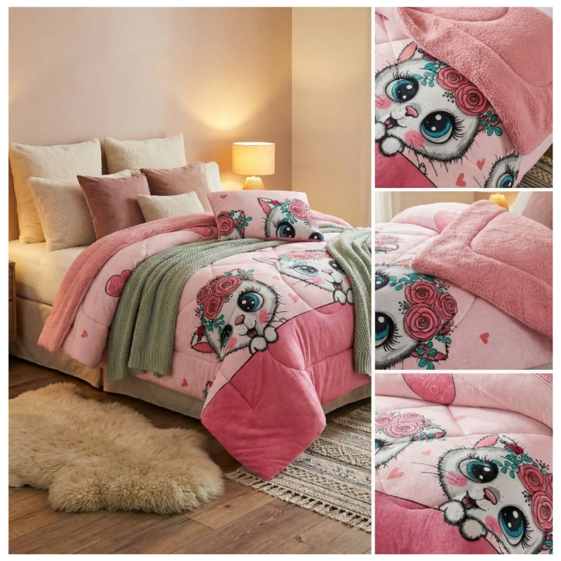 COBERTOR CHIPORRO INVIERNO 1.5 PLAZAS - MIAU ROSE  TFYH62 - 4