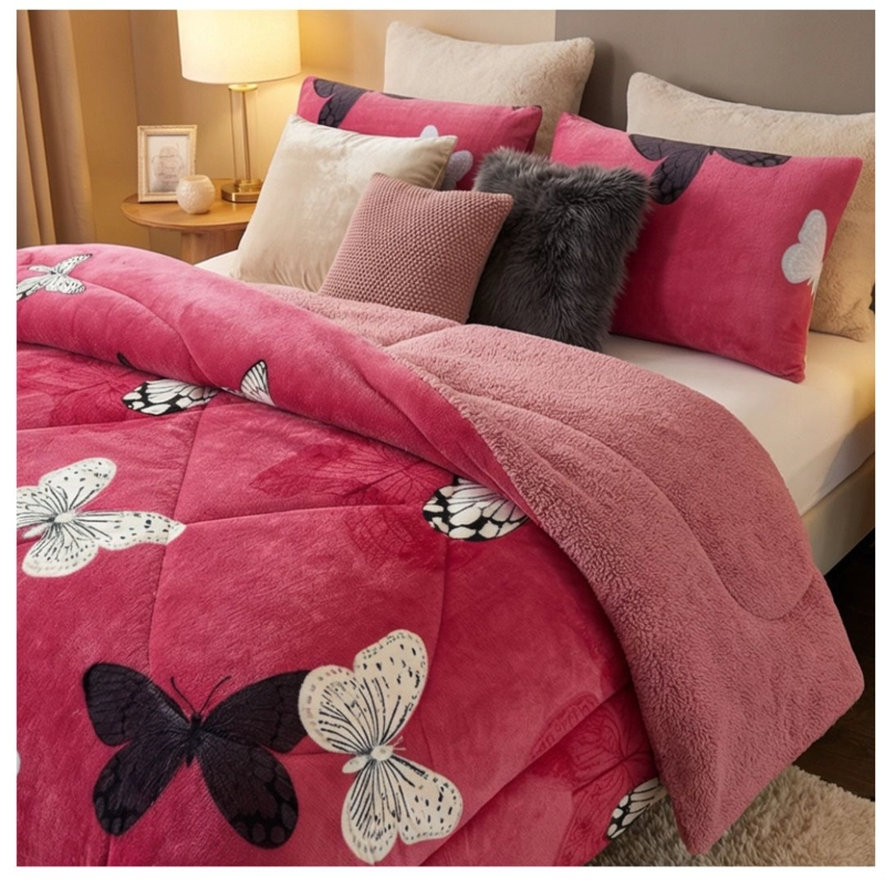 COBERTOR CHIPORRO INVIERNO 1.5 PLAZAS - FUCSIA MARIPOSAS TFYH55 - 2