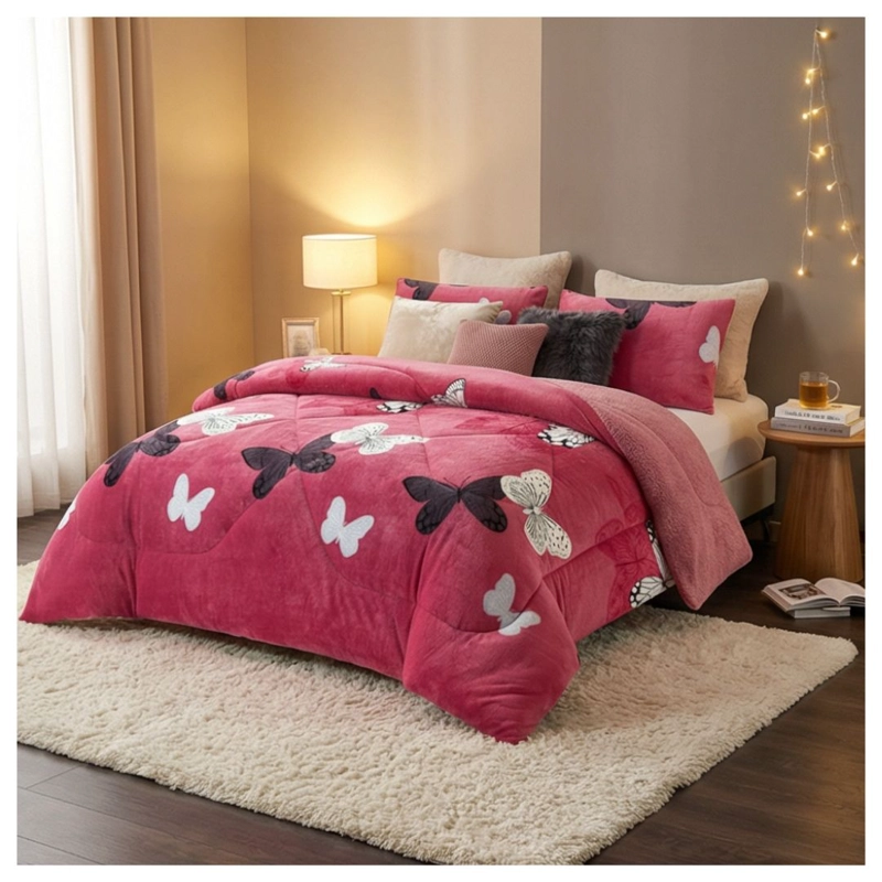 COBERTOR CHIPORRO INVIERNO 1.5 PLAZAS - FUCSIA MARIPOSAS TFYH55 - 3