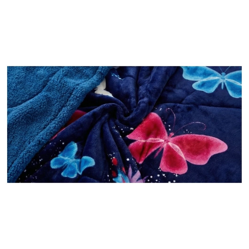 COBERTOR CHIPORRO INVIERNO 2 PLAZAS - AZUL MARIPOSAS TFYH12 - 2