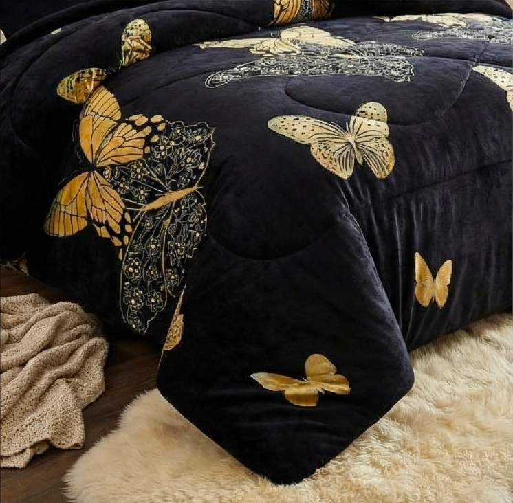 COBERTOR CHIPORRO INVIERNO 2 PLAZAS - NEGRO MARIPOSAS 247 - 3