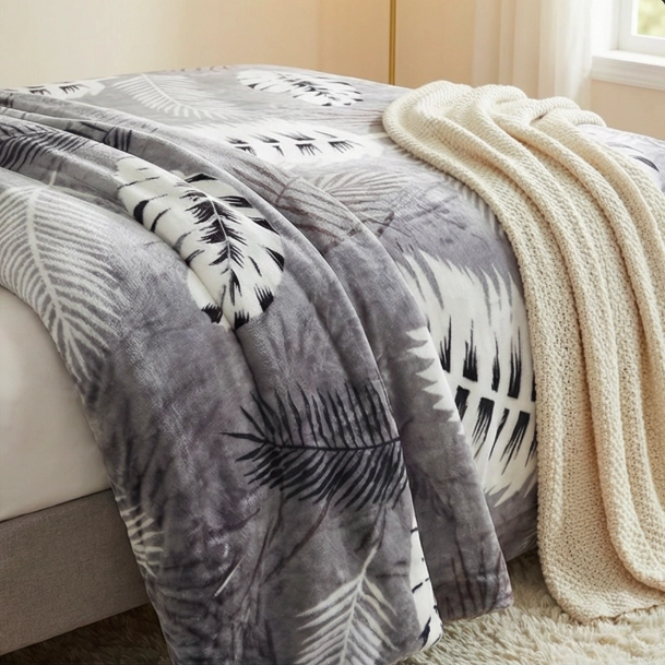COBERTOR CHIPORRO CAMA 2 PLAZAS -GRIS RAMAS M179 - 2