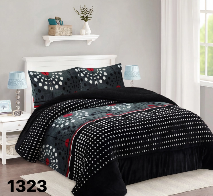 COBERTOR CHIPORRO INVIERNO KING NEGRO LUNARES-1323 - 1