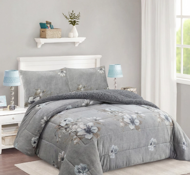 COBERTOR CHIPORRO INVIERNO KING GRIS FLORES-M98 - 1