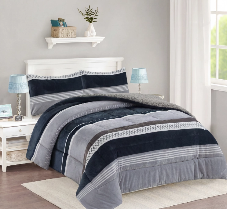 COBERTOR CHIPORRO INVIERNO KING GRIS AZUL-M93 - 1