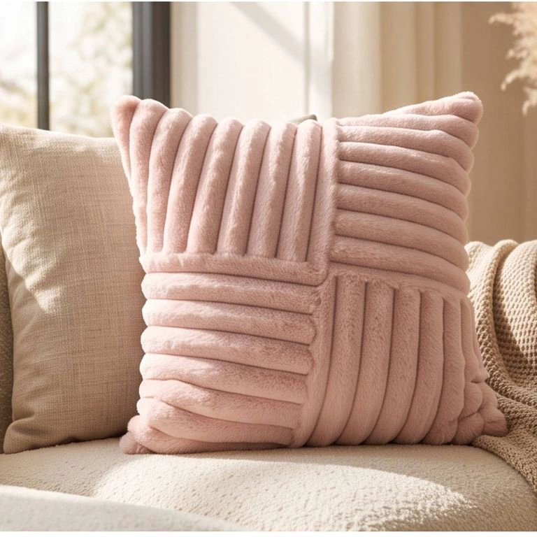 SET 2 FUNDAS DE COJIN GENERICO CELESTE PELUCHE SUAVE RAYAS 45X45 CM COLECCION ALASKA FAIRBANKS - 2