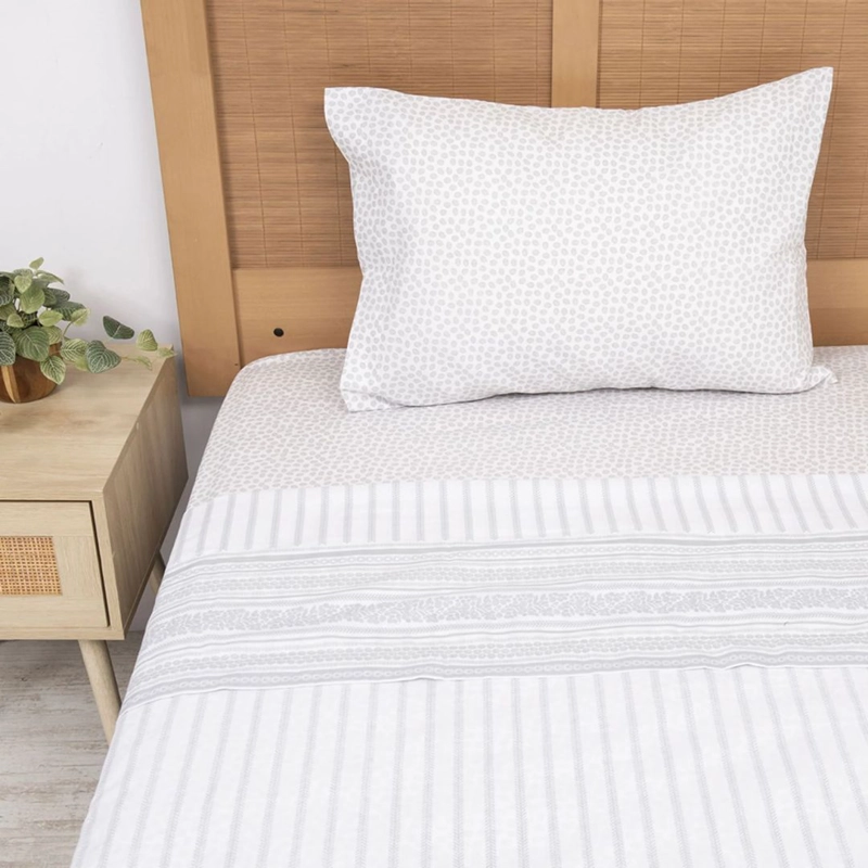 SABANAS 1.5 PLAZAS 144 HILOS ESTAMPADOS MASHINI SNOW - 1
