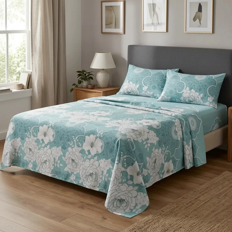 JUEGO DE SABANAS 2 PLAZAS 144 HILOS ESTAMPADOS - ARIZONA ROSA FLORAL 11 - 4