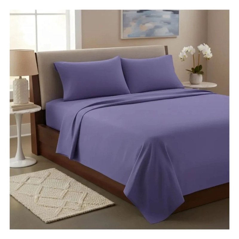 JUEGO DE SABANAS UNICOLOR POLAR 1.5 PLAZAS - MORADO - 1