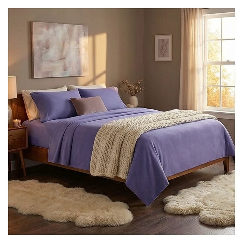 JUEGO DE SABANAS UNICOLOR POLAR 1.5 PLAZAS - MORADO - 3