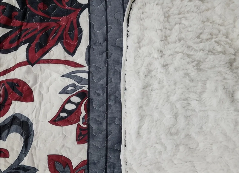 CUBRECAMA SHERPA 1.5 PLAZAS - FLORAL MILAN BURDEO M908 - 6