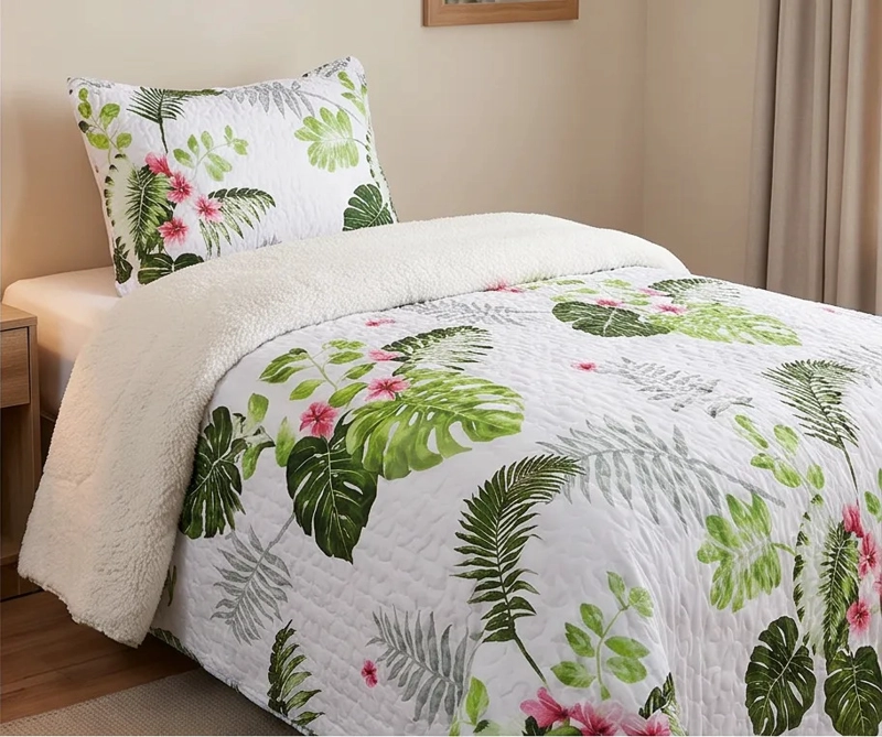 CUBRECAMA SHERPA 1.5 PLAZAS - HOJAS RIO VERDE M906 - 4