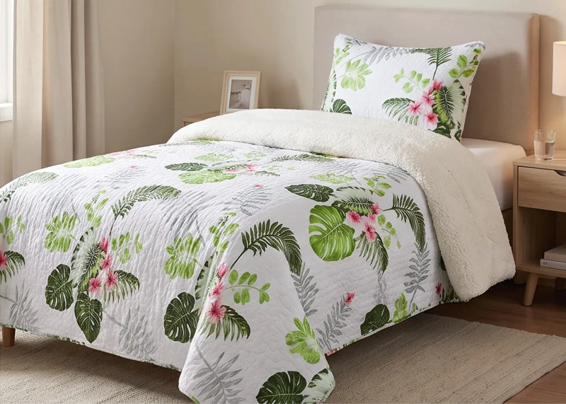 CUBRECAMA SHERPA 1.5 PLAZAS - HOJAS RIO VERDE M906 - 5