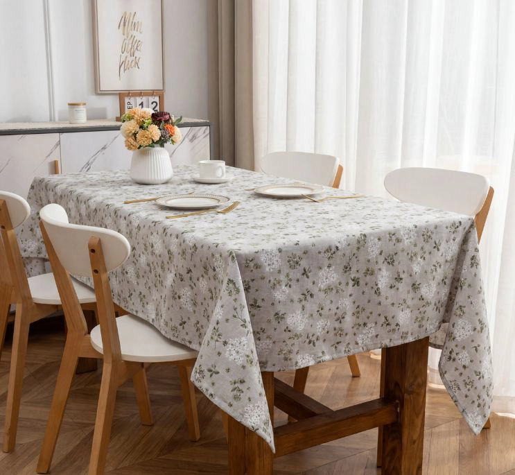 MANTEL RECTANGULAR LINO 140X220 CM - BLANCO HOJAS - 2