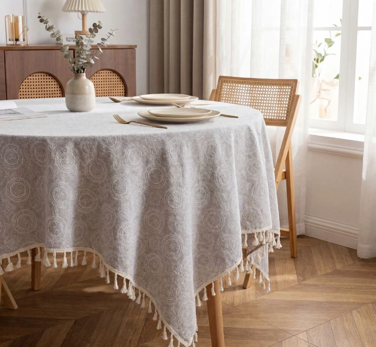MANTEL LINO REDONDO CON FLECO 140CM - 2