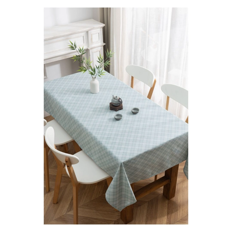 MANTEL DE LINO 140 X 220 CM - CELESTE CUADRILLE M5 - 1