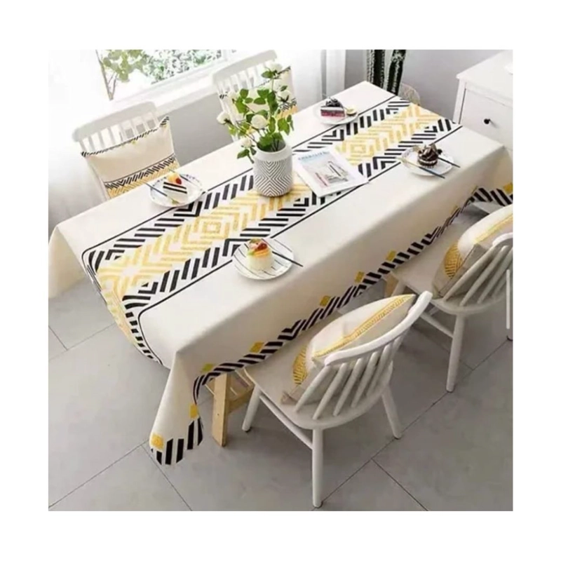 MANTELES ANTIMANCHAS 140X220 CM - AMARILLO NEGRO RAYAS M28 - 1