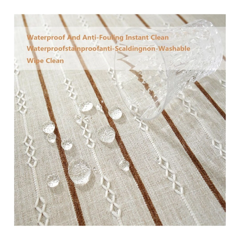 MANTEL RECTAGULAR DE LINO IMPERMEABLE 140 X 220 CM - GRIS LINEAS M06 - 2