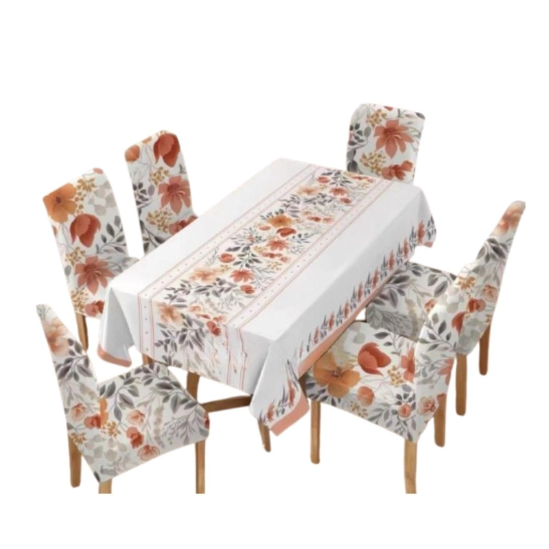 MANTEL ANTIMANCHAS CON 6 FUNDAS DE SILLA 140 X 220 CM - ROMBOS - 1