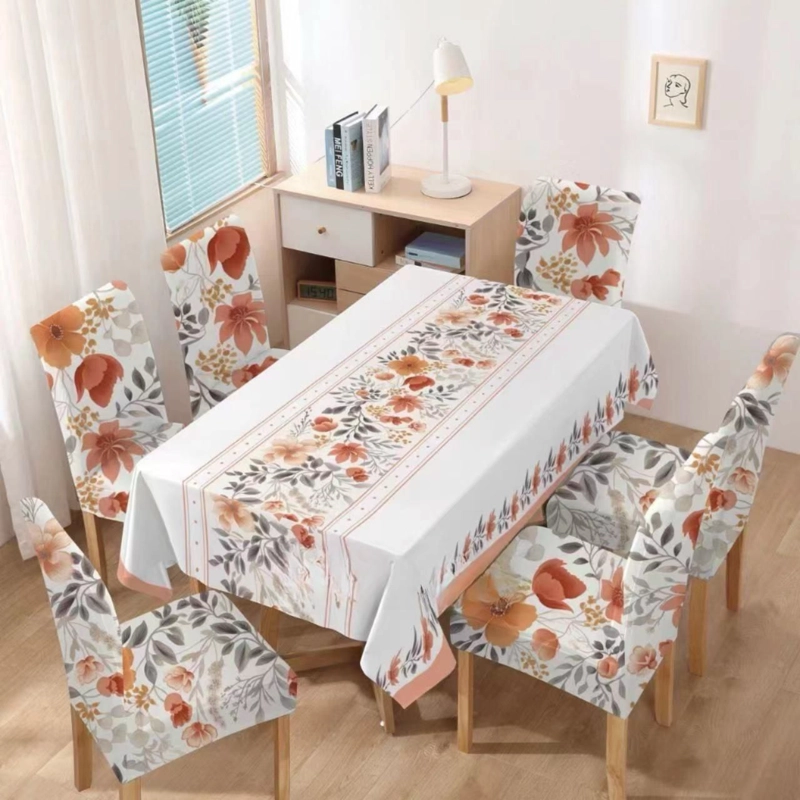 MANTEL ANTIMANCHAS CON 6 FUNDAS DE SILLA 140 X 220 CM - ROMBOS - 2