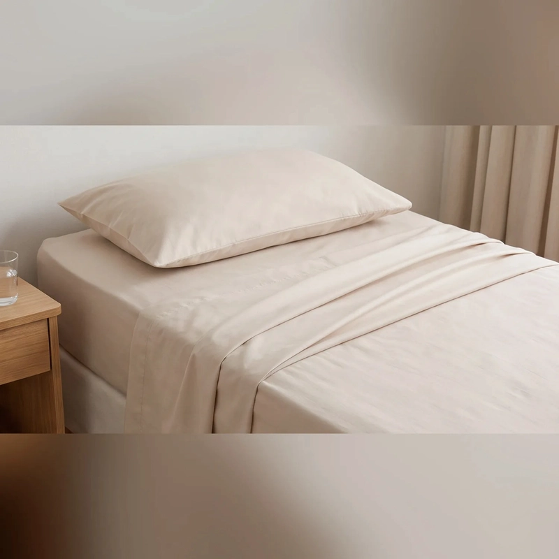 JUEGO DE SABANAS 200 HILOS 1.5 PLAZAS - UNICOLOR BEIGE - 5