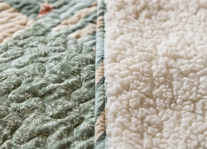 CUBRECAMA SHERPA 1.5 PLAZAS - PATCHWORK CHIANG MAI VERDE M972 - 3