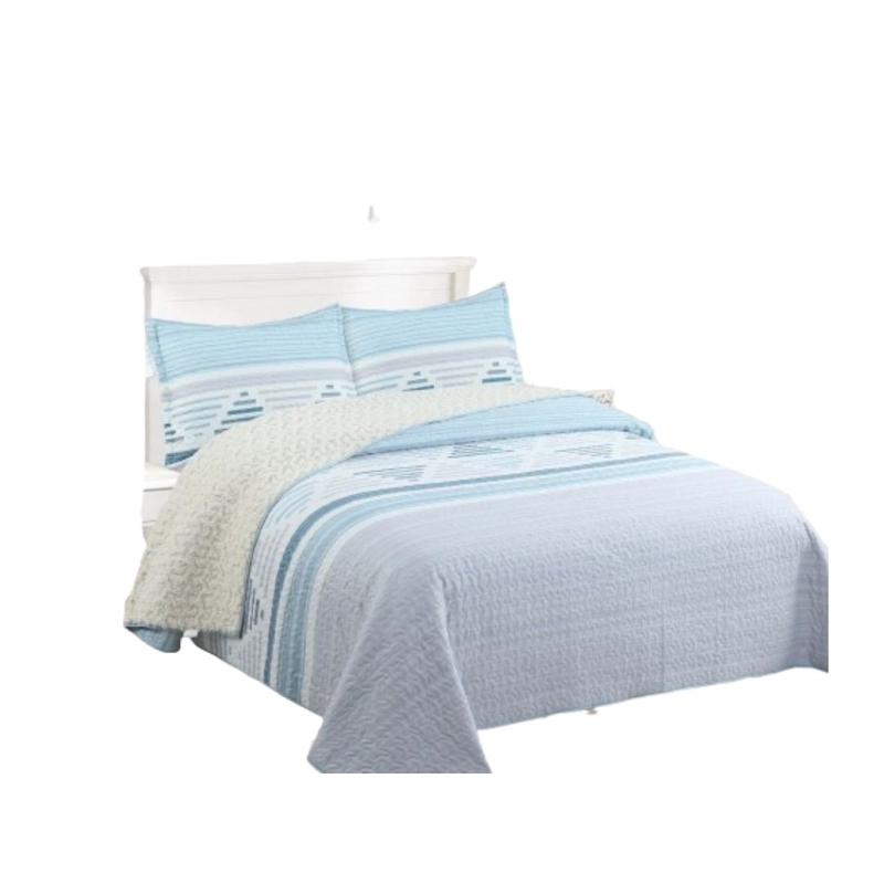 CUBRECAMA SHERPA 2 PLAZAS - CELESTE TRIANGULOS M968 - 1