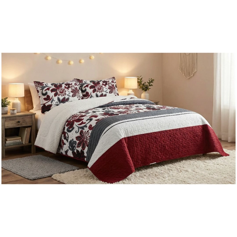 CUBRECAMA SHERPA 2 PLAZAS - BURDEO HOJAS M908 - 2
