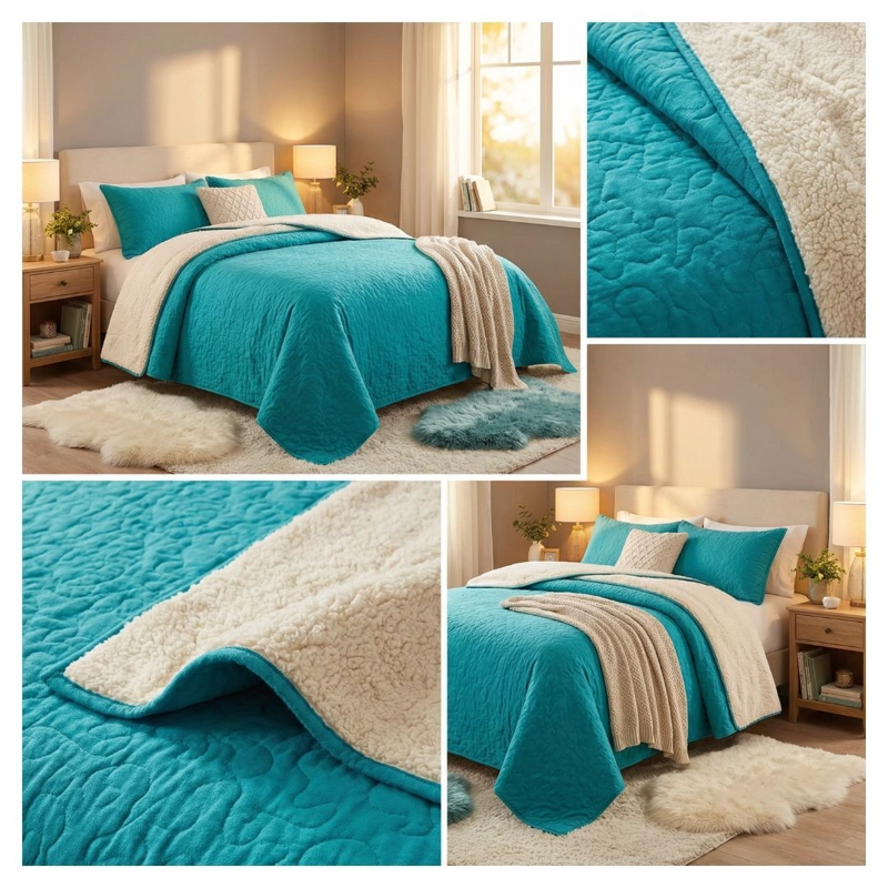 CUBRECAMA SHERPA 1.5 PLAZAS - TURQUESA M919 - 3